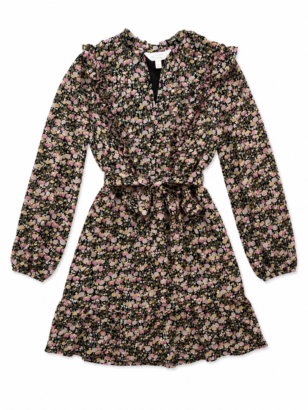 LC Lauren Conrad Floral Ruffle Belted Dress Size XL